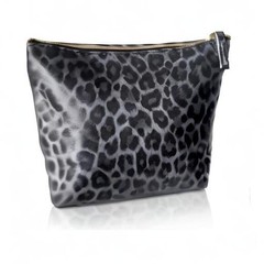 Vegan Leather Black Leopard Makeup Bag Cheetah Print Girly Girl