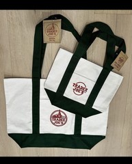 2x Trader Joe’s NEW 💚 Green AUTHENTIC LARGE & MINI CANVAS REUSABLE TOTE BAG SET