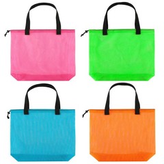 Reusable 4Pack Colorful Mesh Beach Tote Bags,Mesh Shopping Bag With Drawstrin…