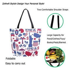 Chic Extra Large Shoulder Grocery Tote Bag, American Patriotic USA Flag Usa