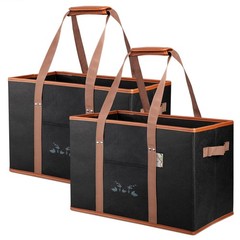 Set of 2, Large Reusable Grocery Shopping Bags,Collapsible,Heavy Duty Tote, B…