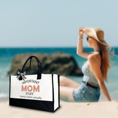 Important Mom Stuff Tote Bag for Women, Mama Tote Bag, 12×17 inch