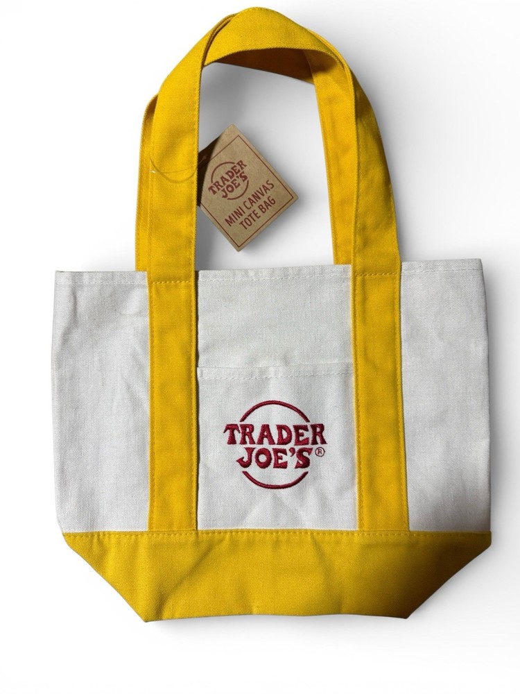 BRAND NEW with TAGS – Trader Joe’s – Holiday 2025 Canvas Mini Tote Bag – Yellow