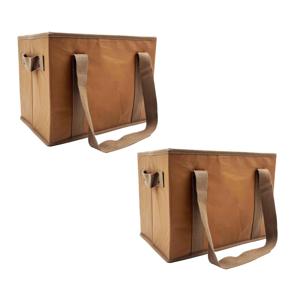 2 PCS Collapsible Reusable Shopping Box Bag Set Reinforced Bottom Storage Bins