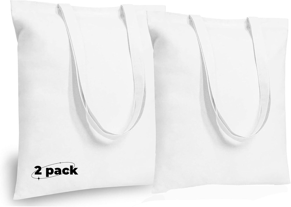 White Canvas Tote Bag,Lightweight Reusable Grocery Bags – Spacious & Lightweight