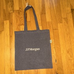 J.P. Morgan Foldable Gray Canvas Tote Bag Solid Plain Pattern Single Pack