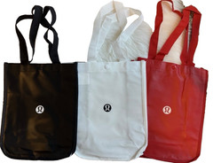 Lululemon Reusable Shopping Gift Bag Lunch Bag 3 Totes Red White Black 9x11x4