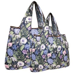 Large & Small Foldable Tote Nylon Reusable Grocery Bags, Set of 2, Lavender B…