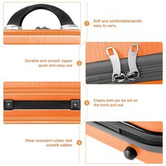 14 Inch Makeup Train Case PC ABS Hard Shell Cosmetic Organizer orange
