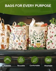 Miss Adola Large Canvas Grocery Tote Bag – Reusable Shoulder Bags with 6 Inne…