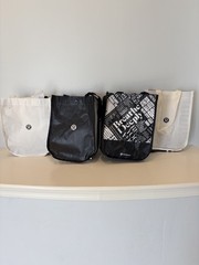Lululemon Lot of 4 Small Reusable Shopping Totes: Assorted Black and White