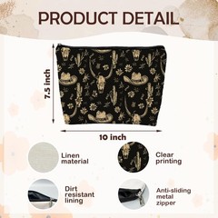 SAFDSGFDB Boho Western Makeup Bag, Rustic Country Cow one