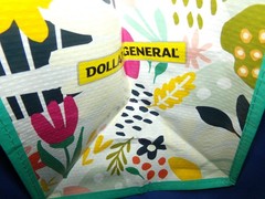 New! Dollar General Reusable Shopping Bag- Spring Flowers W/Green Ribbon Handles
