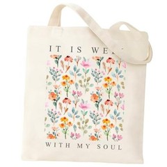Aesthetic Canvas Tote Bag with Inner Pockets Cute Cloth Tote Bags Soul Flowers