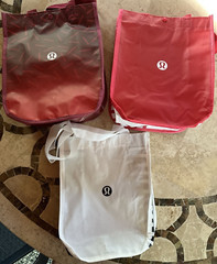 Lululemon Small Reusable Tote Shopping Bag 12″x9″ Snap Black White Red Lot Of 3
