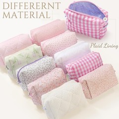 Paterr 10 Pcs Cotton Quilted Makeup Bag Bulk Floral Cosmetic Pouch Gingham…