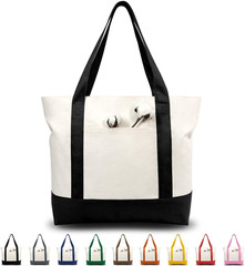 1 | 3 | 6 | 30 Pack Canvas Tote Bag with an External Pocket, Reusable Grocery Sh