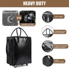 Reusable Hauler Rolling Tote Bag, Collapsible Portable Shopping Cart with Whe…