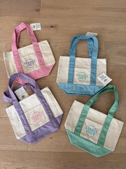8x Trader Joe’s Mini Pastel Canvas Tote Bag Set Of 8 NWT Blue Green Pink Purple