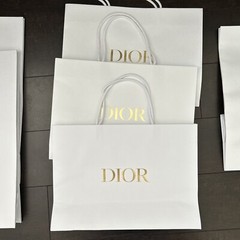 DIOR WHITE PEBBLED AUTHENTIC SHOPPING BAGS TOTAL 7 USED VARIOUS SIZES