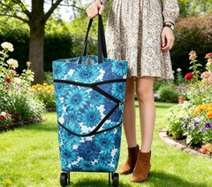 Collapsible Shopping Bag with Wheels Portable Shopping Cart with 360° Swivel …