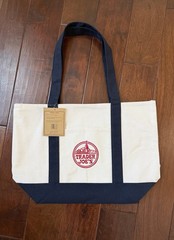 Trader Joe’s Canvas Reusable Shopping Bag Foldable Navy Blue Beige Red