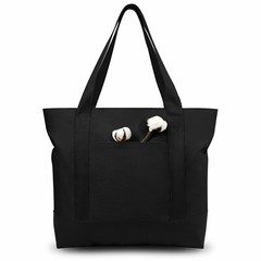 Stylish Canvas Tote Bag with an External Pocket Top Zipper Closure Daily Esse…