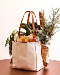 Capabunga Natural Multi-Pocket Canvas Market Tote Bag BRAND NEW with Tag