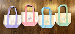 Trader Joe’s Set of 4 Pastel (Pink, Lavender, Blue, Green) Mini Canvas Tote Bag