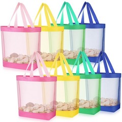 8 Pack Mesh Beach Tote Bags Mini Pool Beach Bags Reusable Colorful Lightweigh…