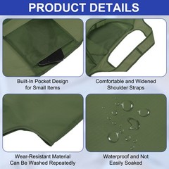 Reusable Grocery Bags, 1Pcs Washable Shopping Totes with Handles (Green)