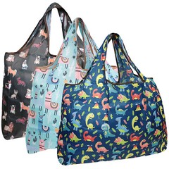 Wrapables Large Foldable Tote Nylon Reusable Grocery Bag, 3 Pack
