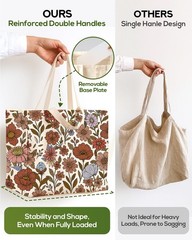 Miss Adola Large Canvas Grocery Tote Bag – Reusable Shoulder Bags with 6 Inne…