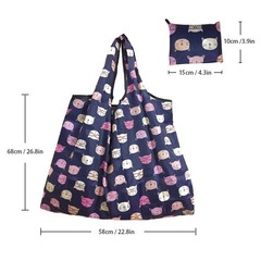 Foldable Reusable Shopping Bag Floral Print Tote for Grocery Fruits Vegetables
