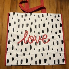 Reusable Shopping Bag Valentines Day ❤️ LOVE Spell out Homegoods Gift BLK&WHITE
