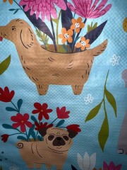 MARSHALLS REUSABLE LARGE SHOPPING BAG 20″ X 18″ PLANTER FLOWERS DOG PUPPY NEW