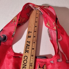 BeeGreen Reusable Nylon Shopping Tote Red Bag with Dogs All Over
