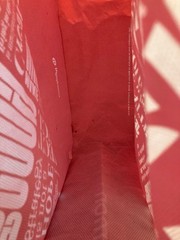 Lululemon Reusable Shopping Bag Handle Tote Red White Small Snap 11”x 9”