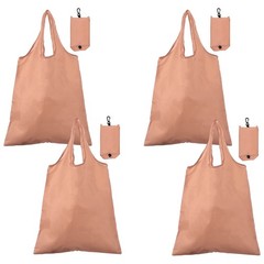 4 Pack Foldable Travel Bag with Handles Washable Shopping Tote Pouch Pink