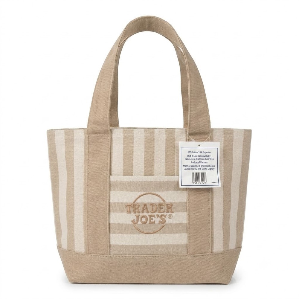 Trader Joe’s Striped Mini Canvas Reusable Tote Shopping Bag 2026 Limited NWT
