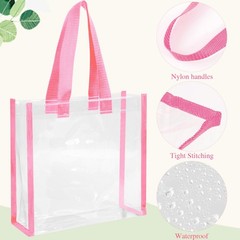 20 Pack Plastic Clear Tote Bags 10 x 10 x 4 Inch Stadium Approved Gift Bag wi…