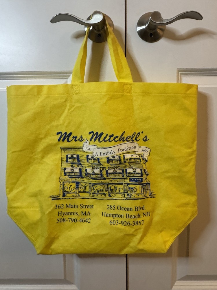 Mrs Mitchell’s Gifts Cape Cod Hyannis Yellow Reusable Tote Bag SHIPS FAST