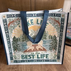 RUSTIC/LODGE Large Reusable Shopping Gift Bag~LAKE LIFE IS THE BEST LIFE EcoTote