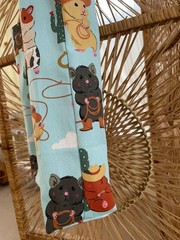 New Handmade small light canvas lined grocery bag/beach tote cowboy hamsters