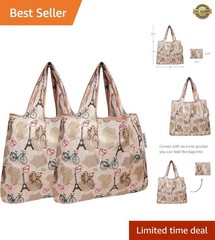 Paris-Themed Foldable Reusable Grocery Bags – Lightweight & Compact Set