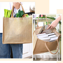 10 Pack Burlap Tote Bag Set, Reusable Blank Jute Burlap Grocery Bag with Handle
