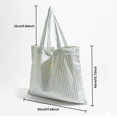 solid color, cotton striped reusable grocery handbag, large size, suitable fo…