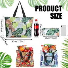 4 Pcs Reusable Shopping Bags Washable Foldable Grocery Bags with Handles Zipp…