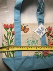 Butterfly Hand Drawn w/NAME Trader Joe’s Mini BLUE Canvas Tote Bag 13″Wx10″(S)