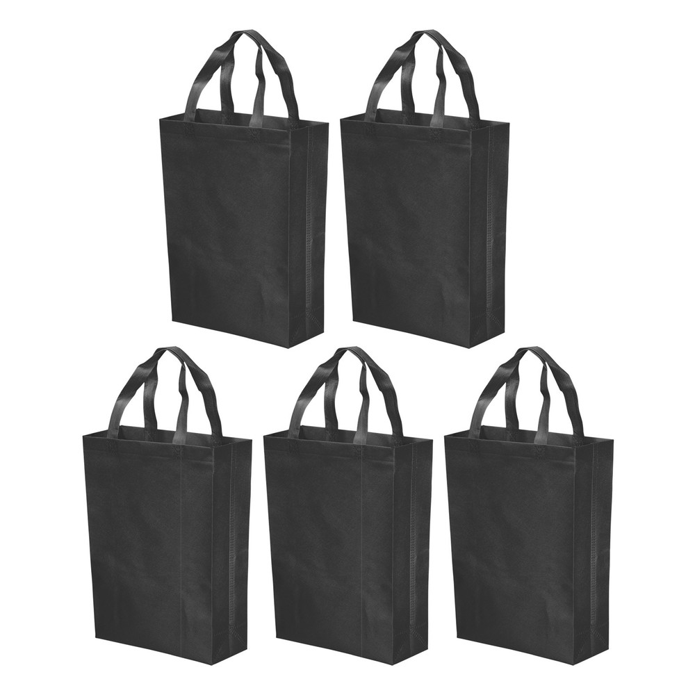 10 Pack Reusable Gift Bag, DIY Blank Non-Woven Tote Bags(Black, 36 x 25cm)